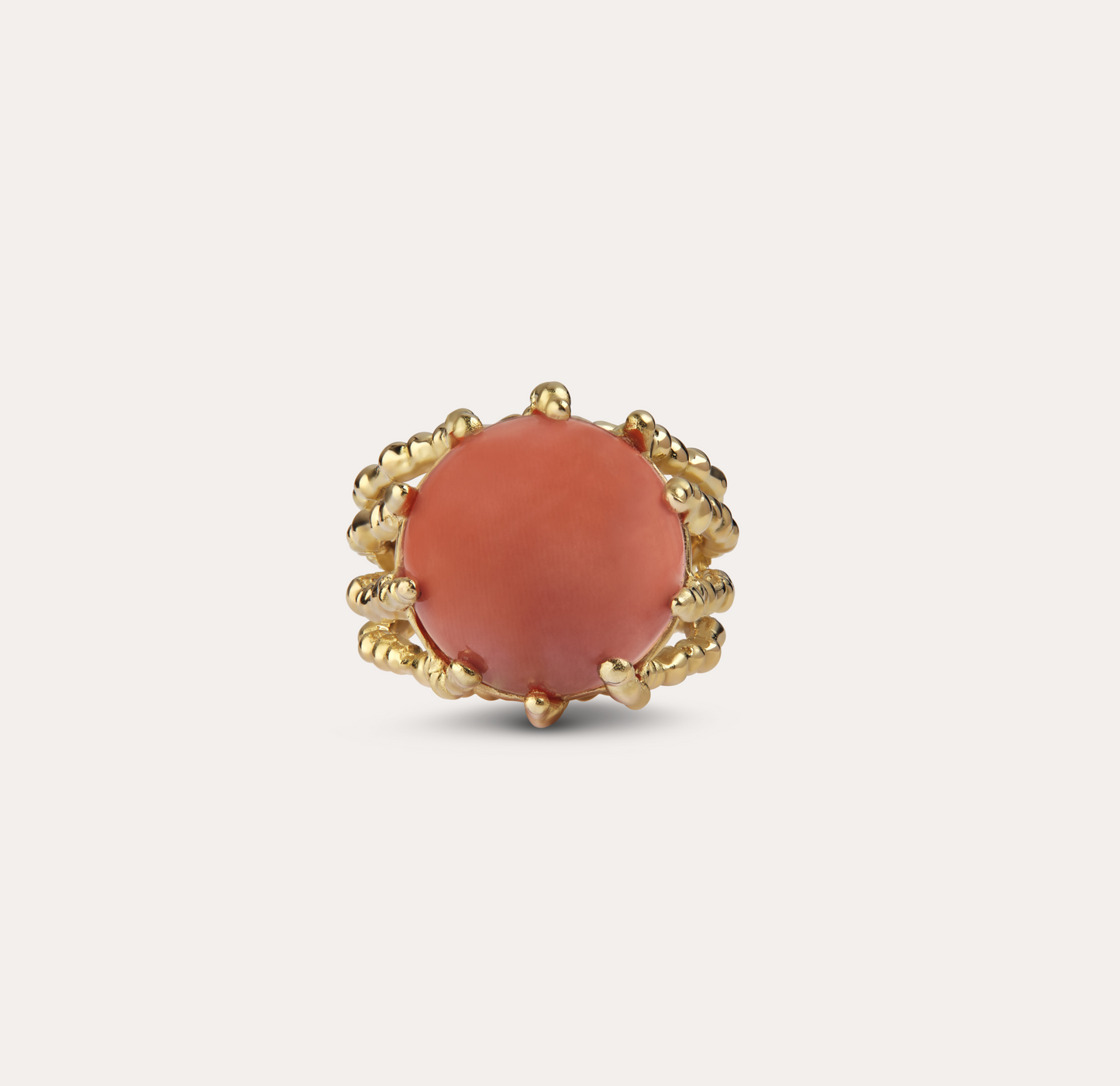 Bague medium Boules d'amour corail et or jaune recyclé 18k 750/1000