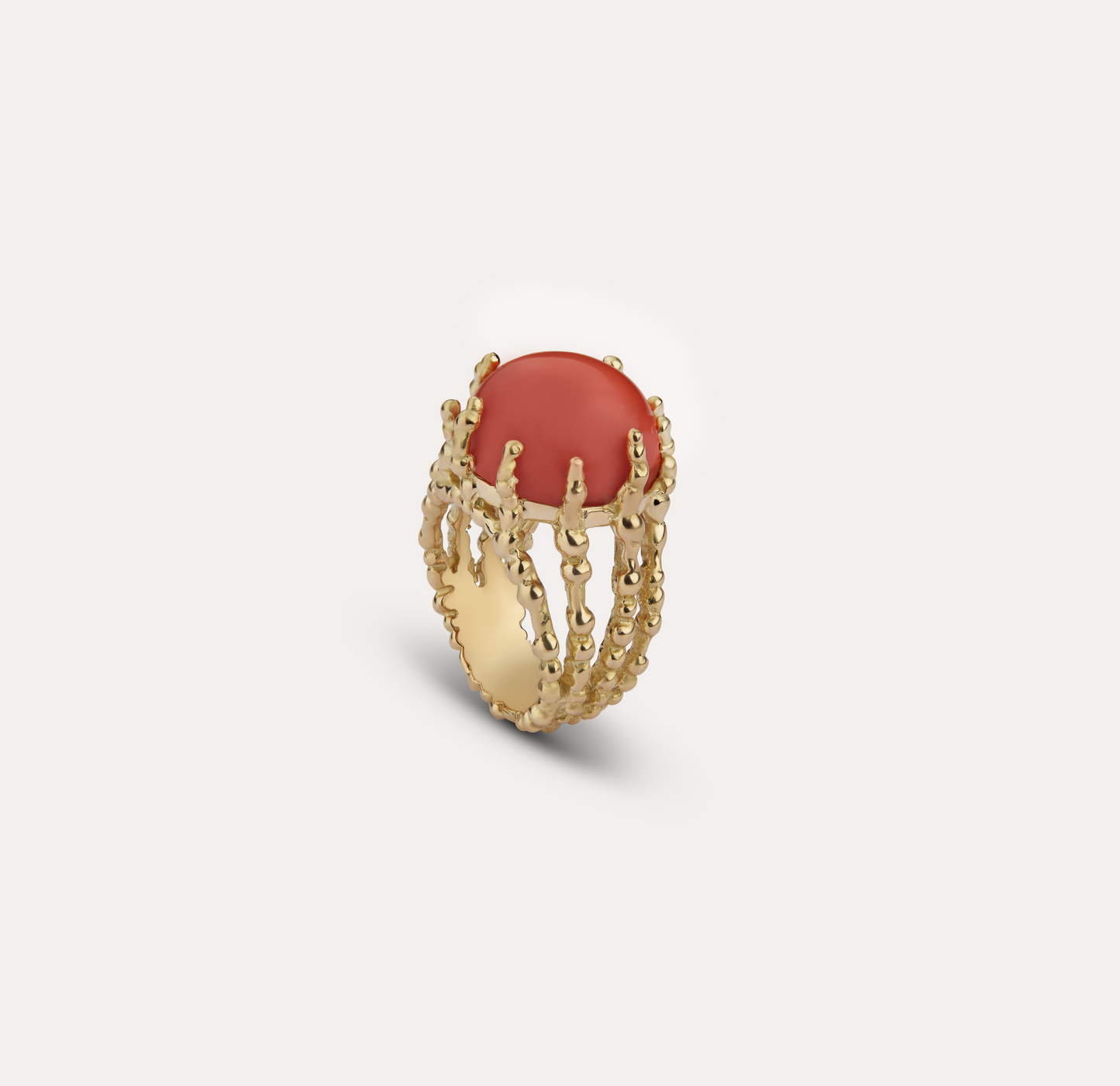 Bague medium Boules d'amour corail et or jaune recyclé 18k 750/1000