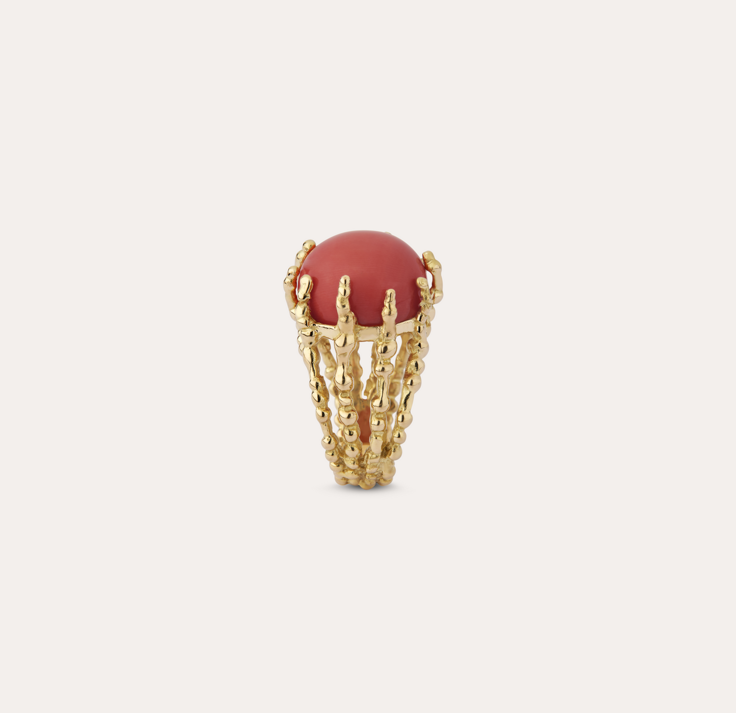 Bague medium Boules d'amour corail et or jaune recyclé 18k 750/1000
