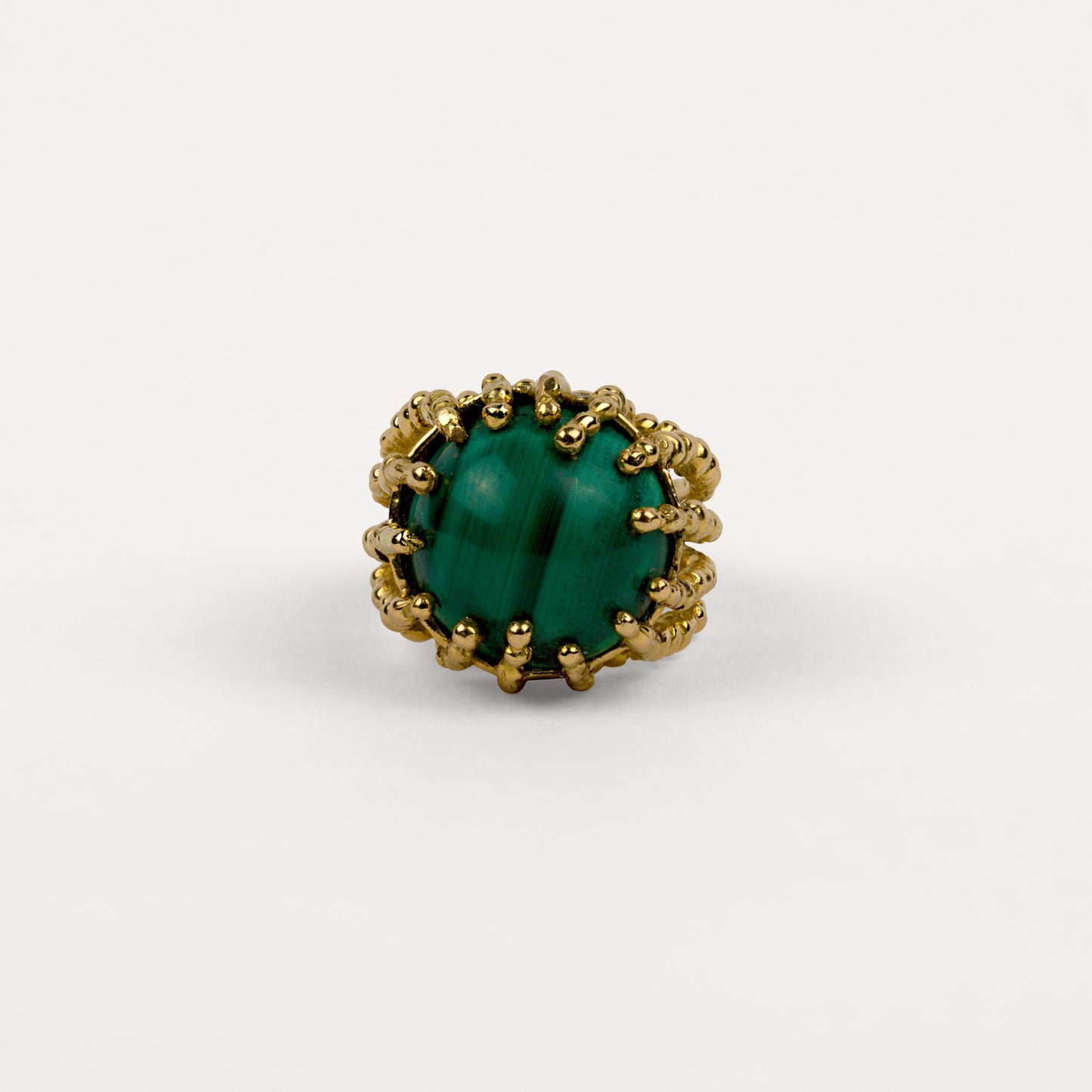 Bague maxi Boules d'amour malachite et or jaune recyclé 18k 750/1000
