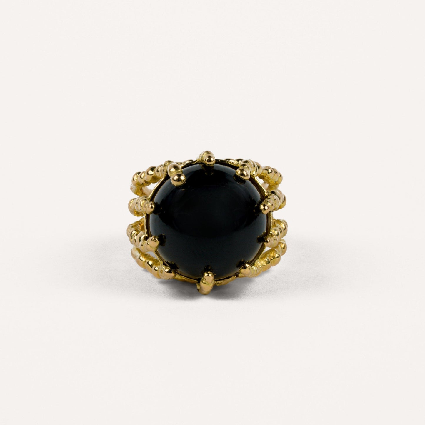 Bague medium Boules d'amour onyx et or jaune recyclé 18k 750/1000