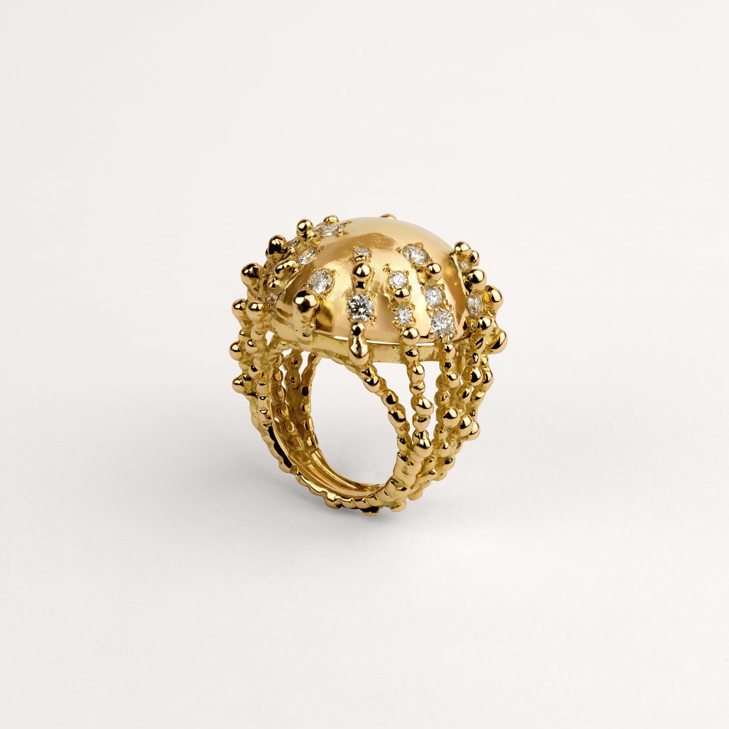 Bague boules d'amour stardust Cabinet de curiosité édition limitée à 9 exemplaires diamants et or jaune recyclé 18k 750/1000