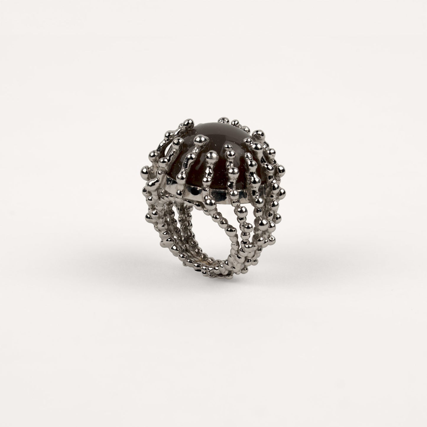 Bague maxi Boules d'amour onyx et or blanc recyclé 18k 750/1000