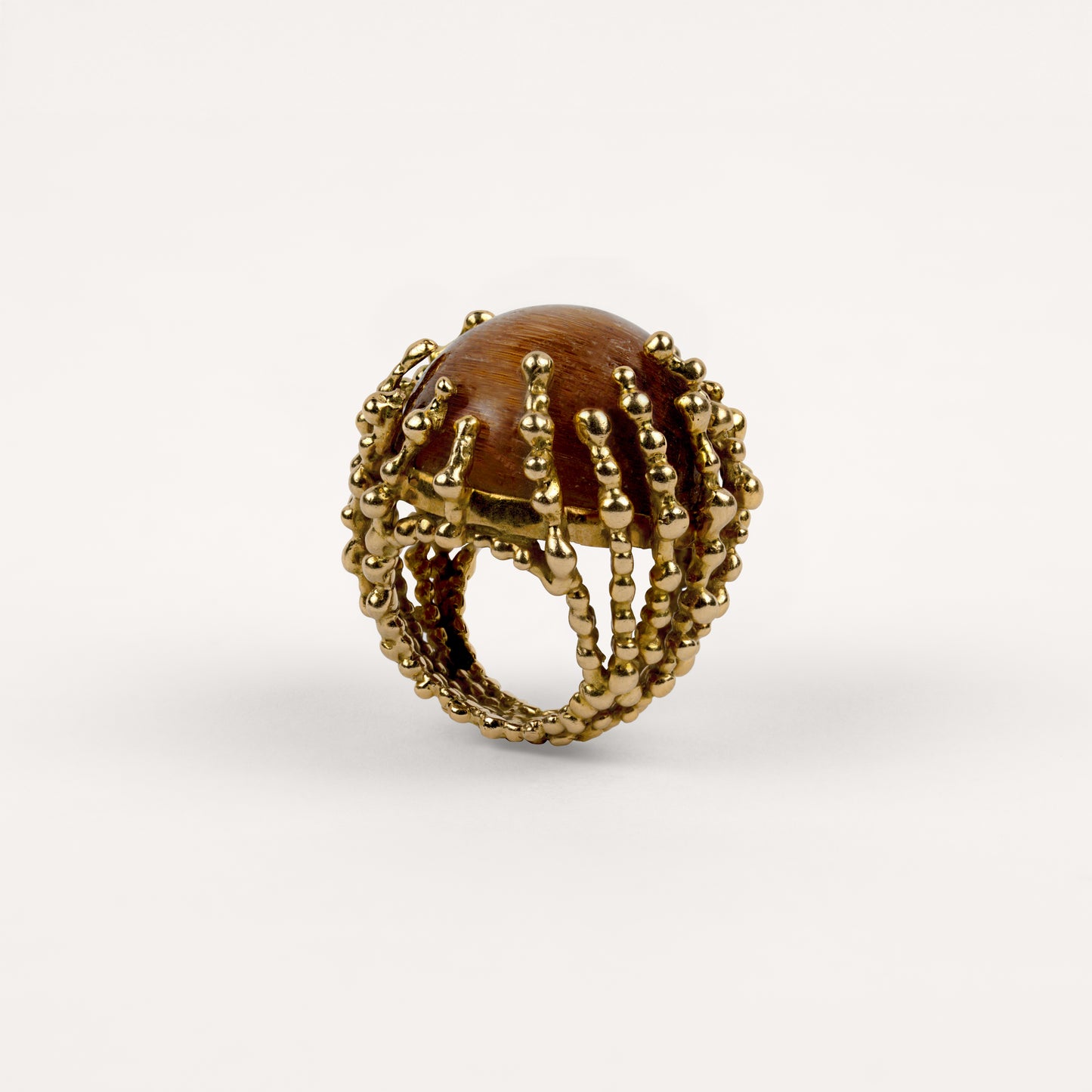Bague mini Boules d'amour quartz rutile et or jaune recyclé 18k 750/1000