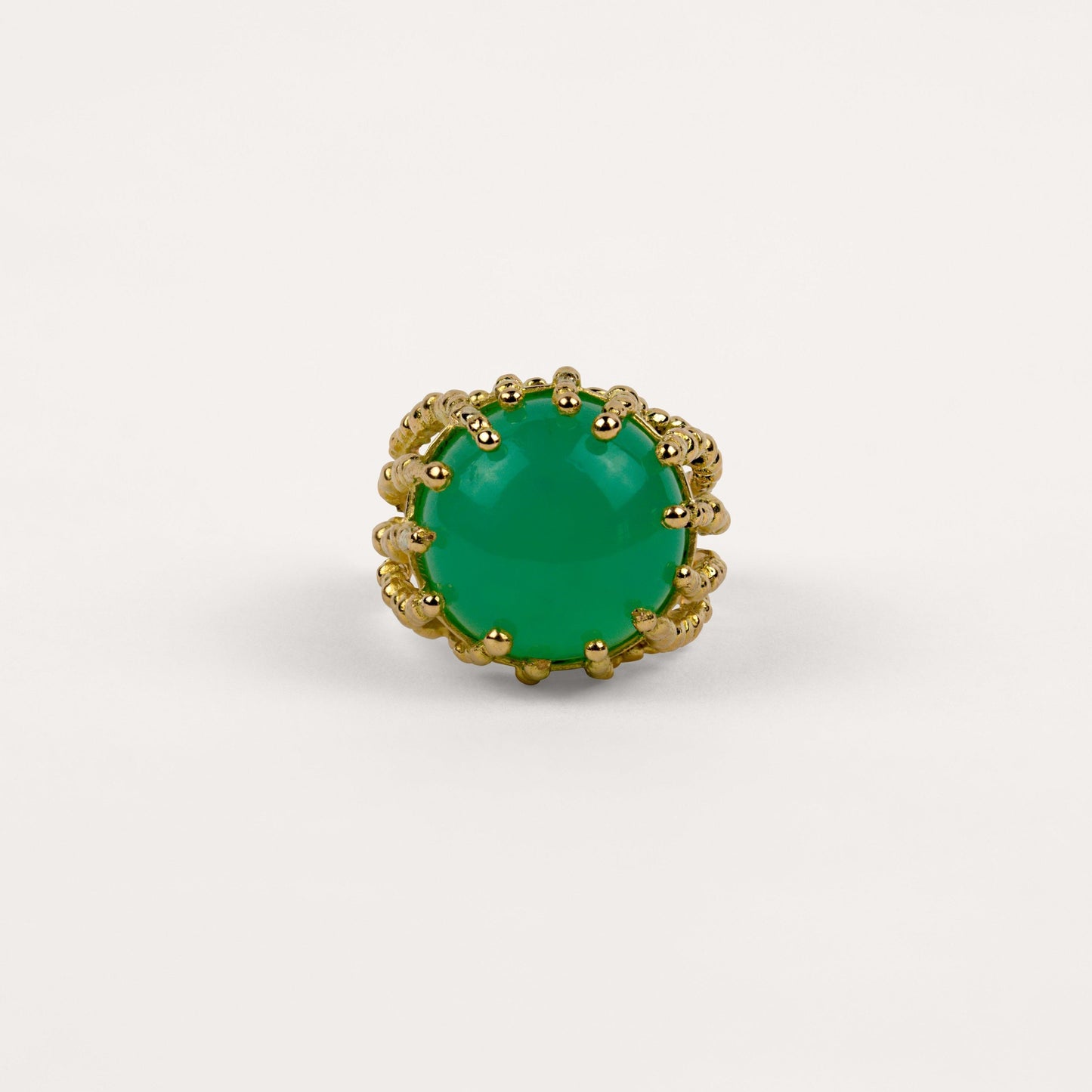 Bague mini Boules d'amour chrysoprase et or jaune recyclé 18k 750/1000
