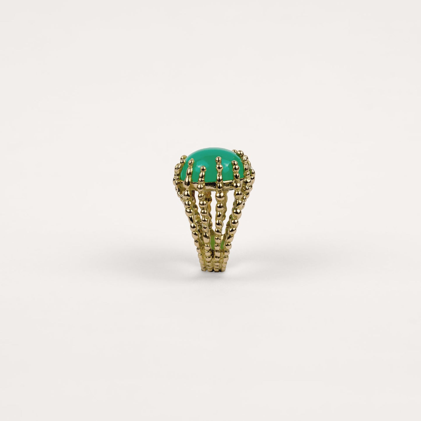 Bague mini Boules d'amour chrysoprase et or jaune recyclé 18k 750/1000