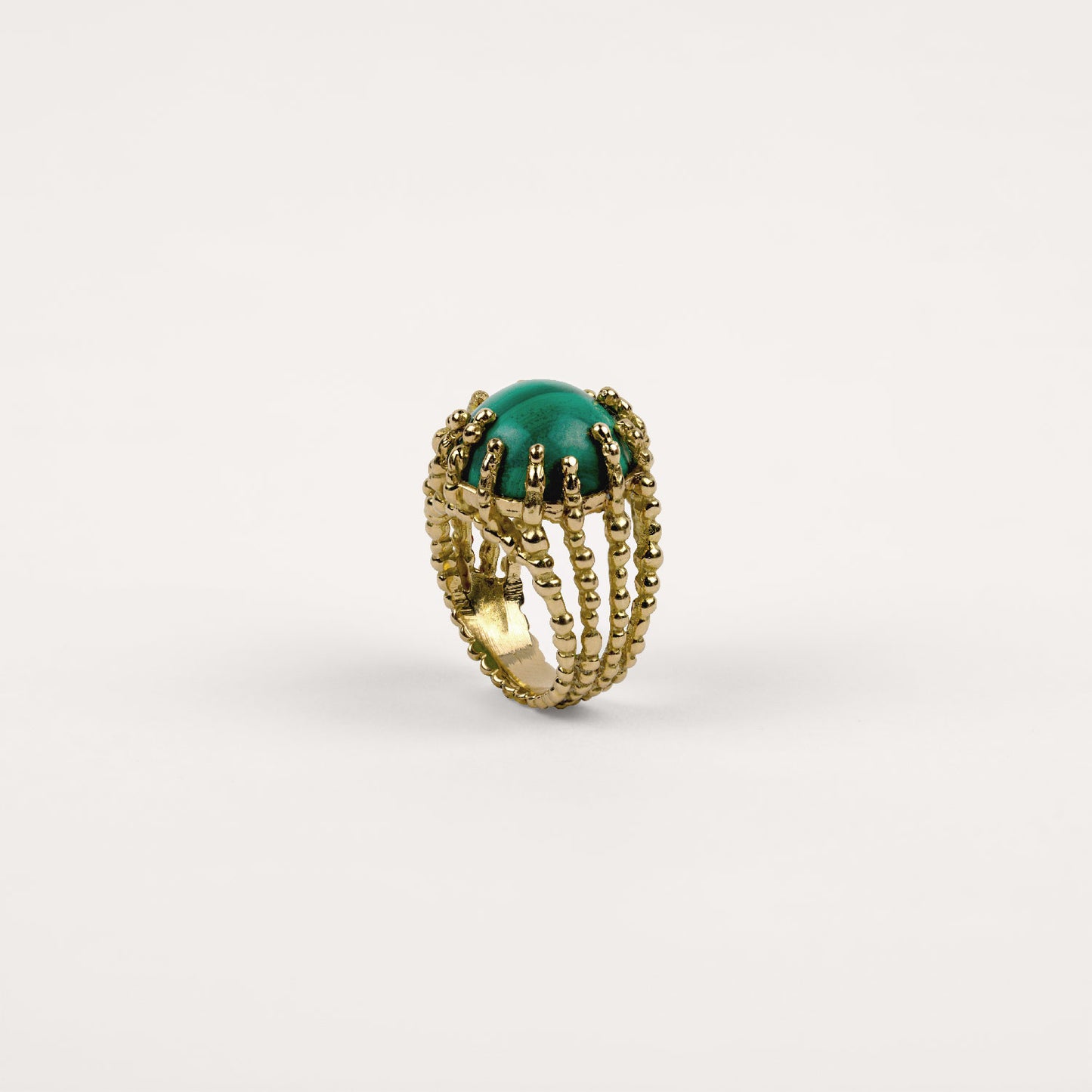 Bague maxi Boules d'amour malachite et or jaune recyclé 18k 750/1000