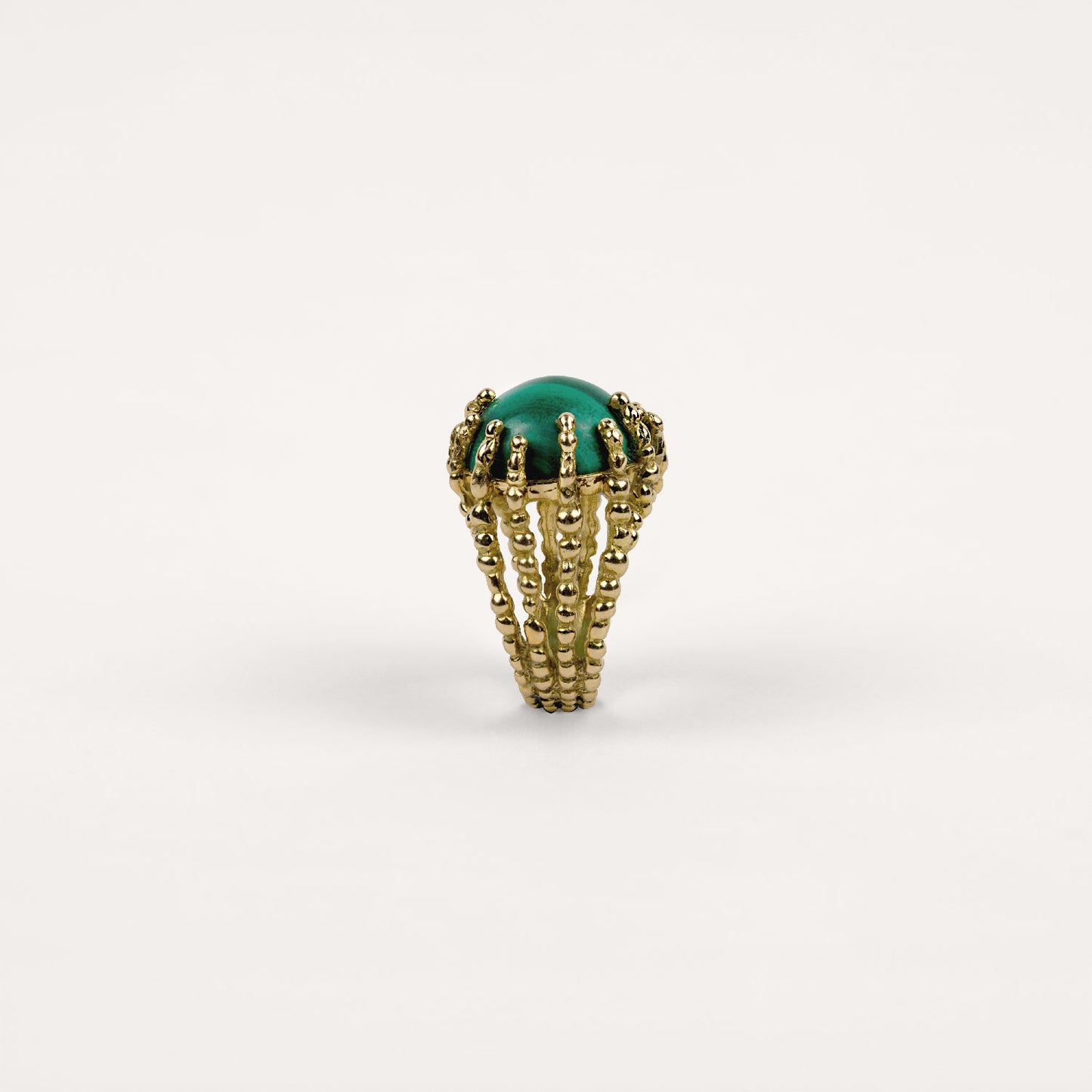 Bague maxi Boules d'amour malachite et or jaune recyclé 18k 750/1000