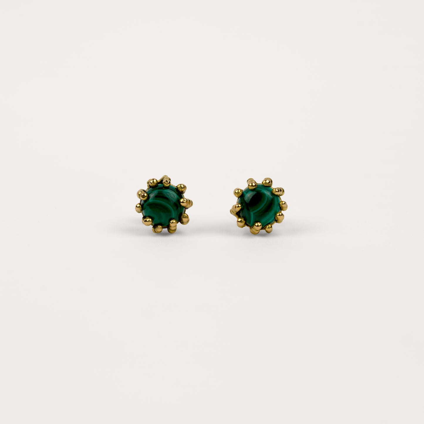 Boucles d'oreilles Boules d'amour malachite et or jaune recyclé 18k 750/1000