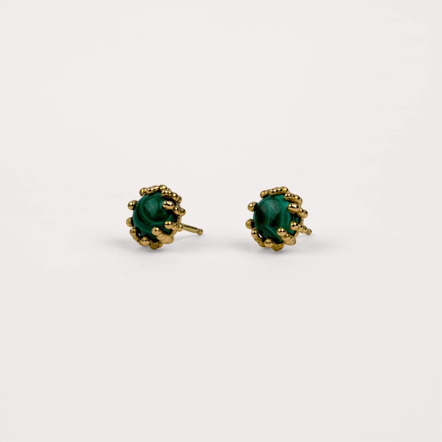 Boucles d'oreilles Boules d'amour malachite et or jaune recyclé 18k 750/1000