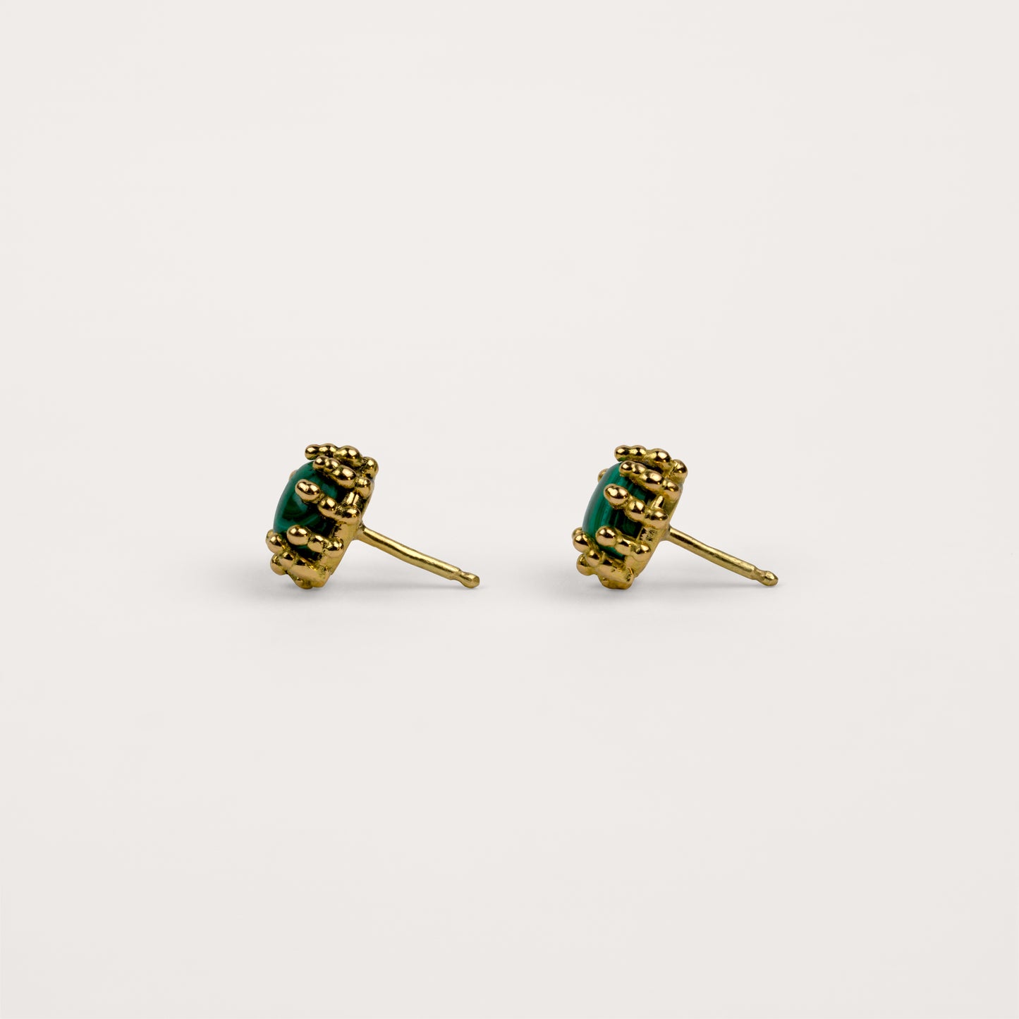 Boucles d'oreilles Boules d'amour malachite et or jaune recyclé 18k 750/1000