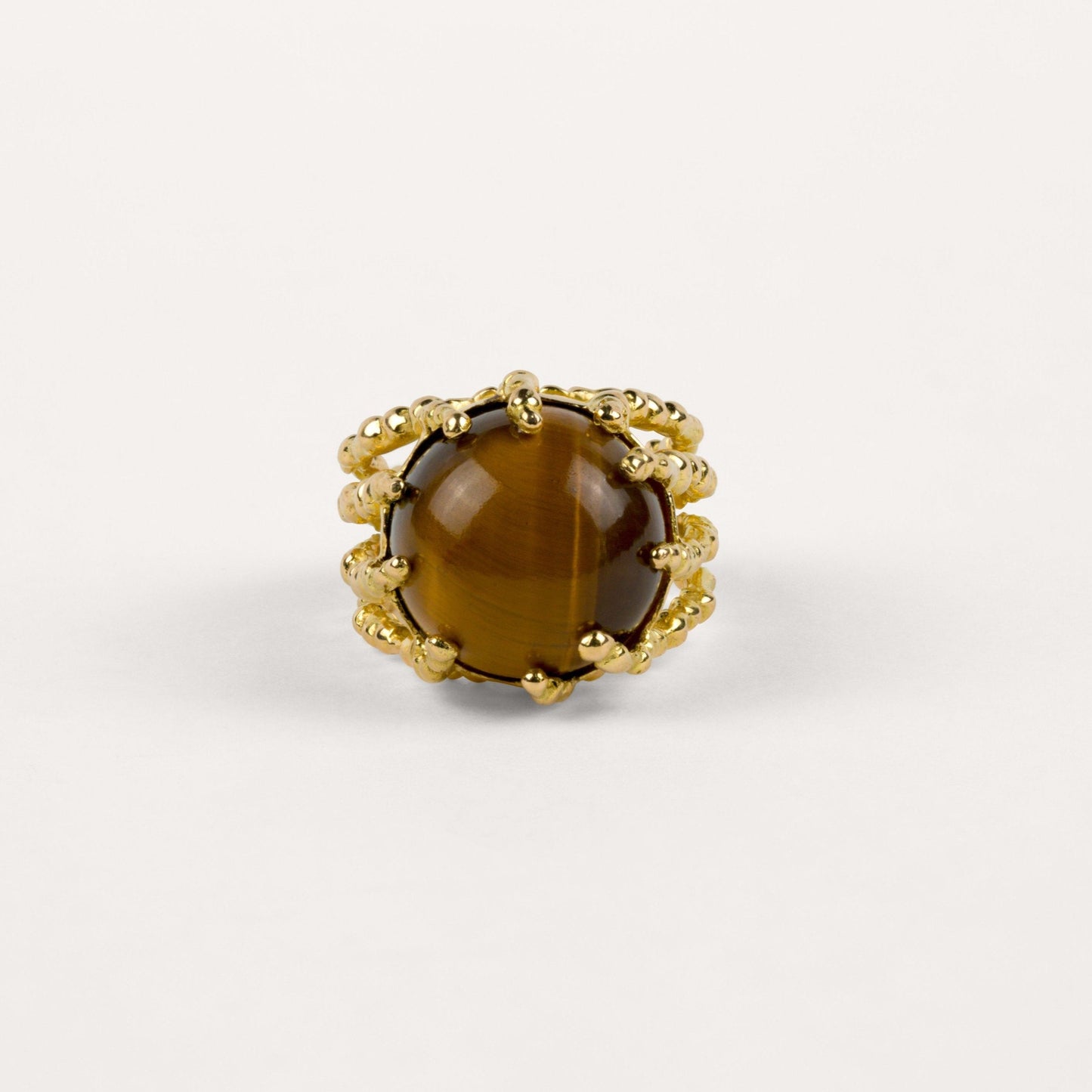 Bague medium Boules d'amour œil de tigre et or jaune recyclé 18k 750/1000