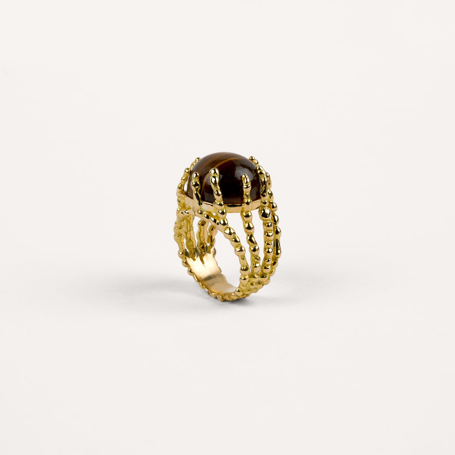 Bague medium Boules d'amour œil de tigre et or jaune recyclé 18k 750/1000