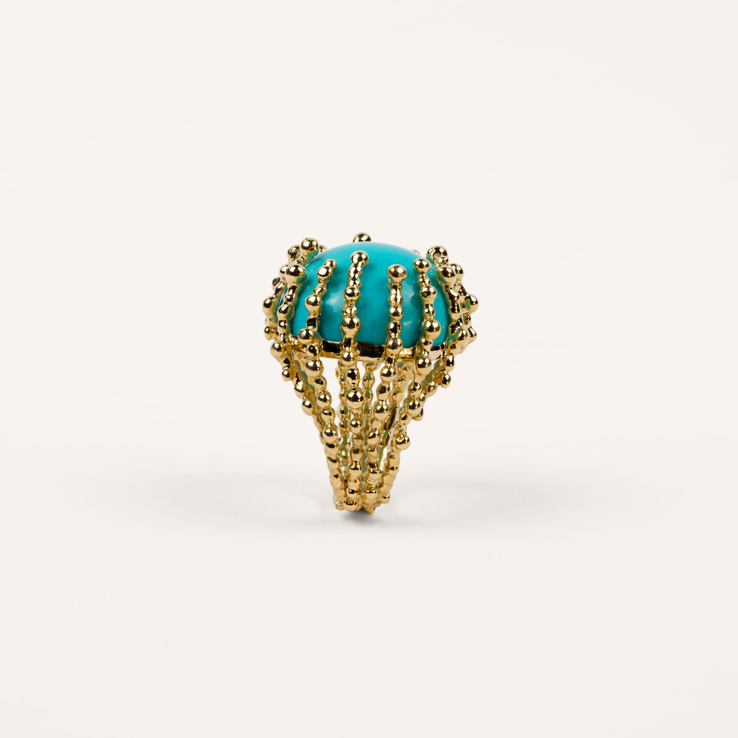 Bague maxi Boules d'amour turquoise et or jaune recyclé 18k 750/1000