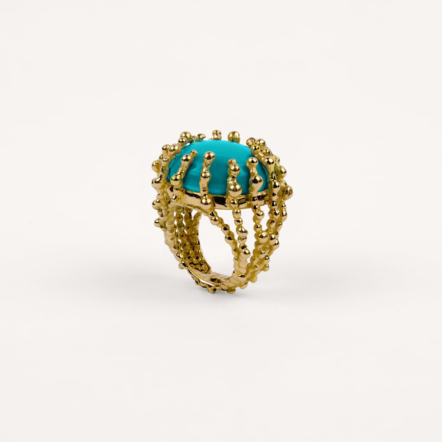 Bague maxi Boules d'amour turquoise et or jaune recyclé 18k 750/1000
