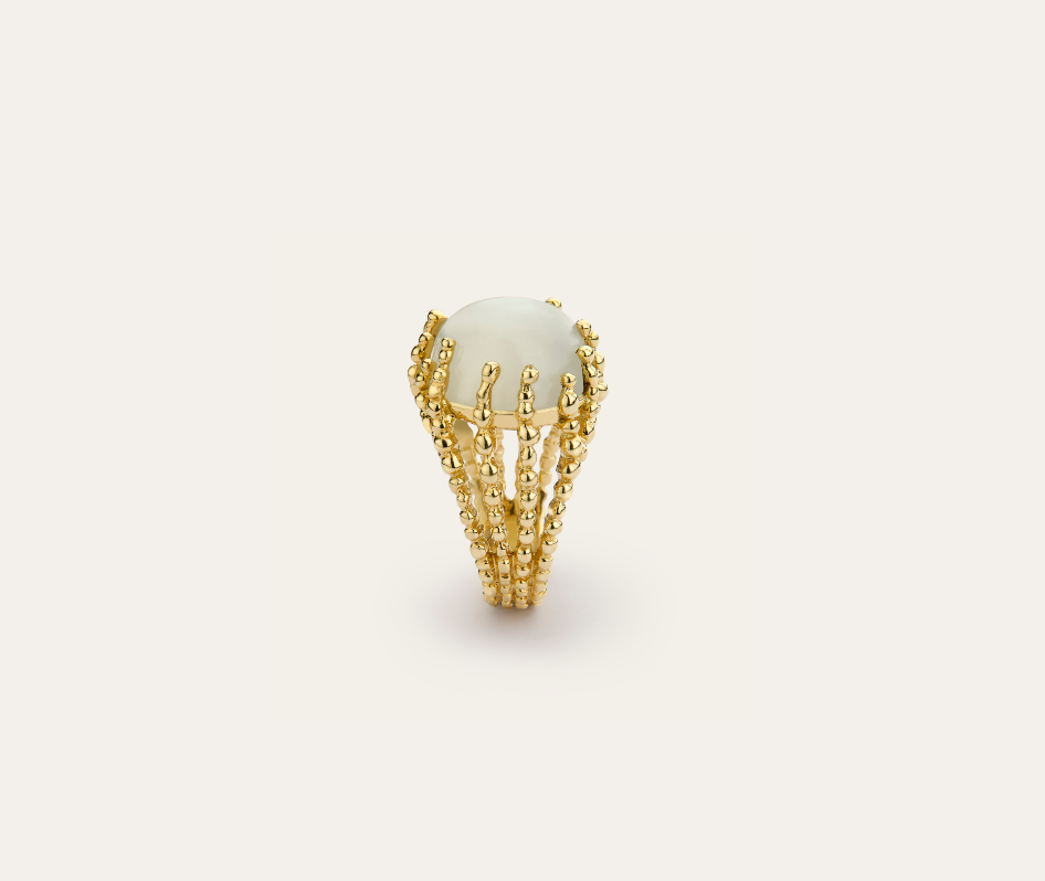 Bague mini Boules d'amour moonstone et or jaune recyclé 18k 750/1000