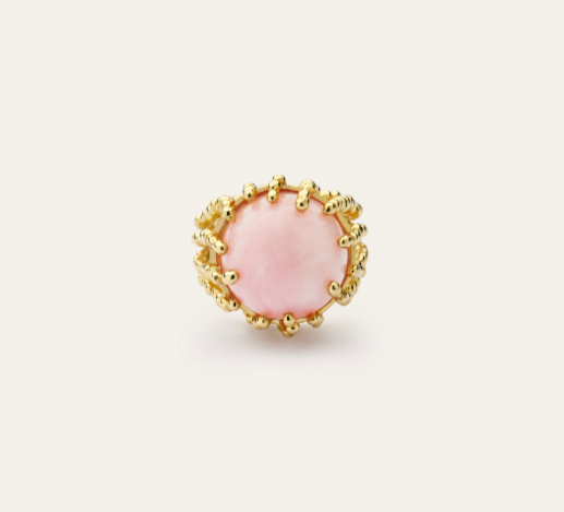 Bague Boules d'amour opale rose et or jaune recyclé 18k 750/1000