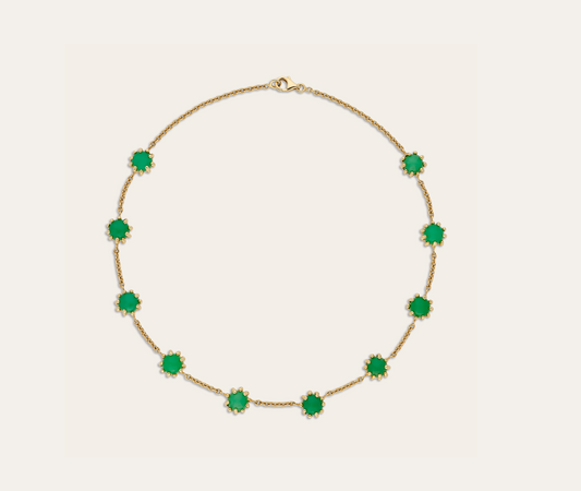 Collier Boules d'amour chrysoprase or jaune recyclé 18k 750/1000
