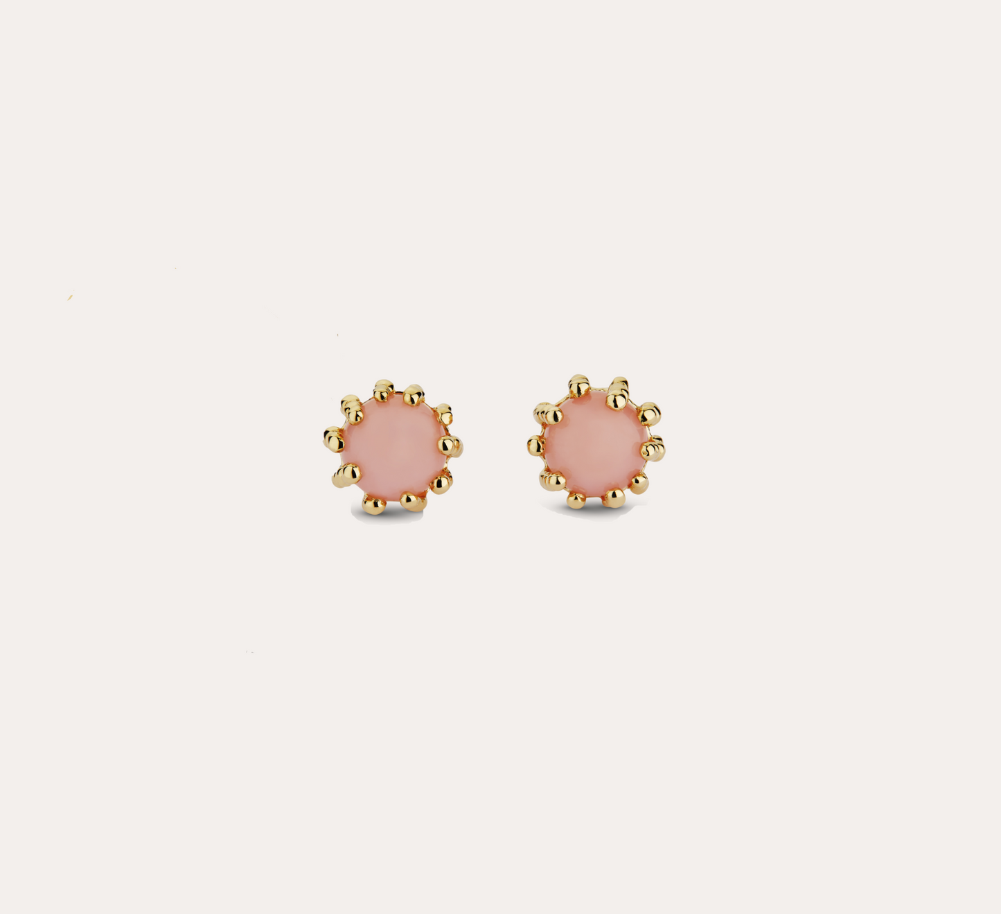 Boucles d'oreilles Boules d'amour opale rose et or jaune recyclé 18k 750/1000