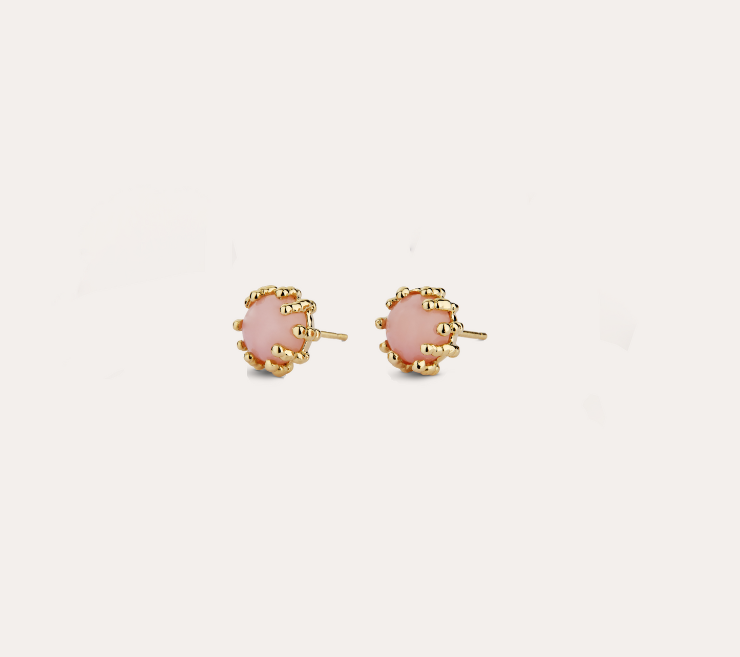 Boucles d'oreilles Boules d'amour opale rose et or jaune recyclé 18k 750/1000