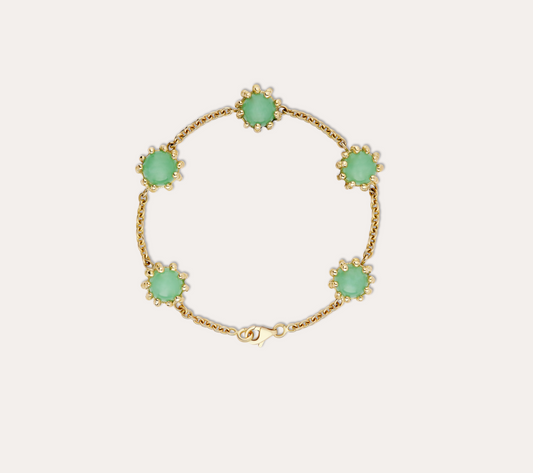 Bracelet Boules d'amour chrysoprase et or jaune recyclé 18k 750/1000