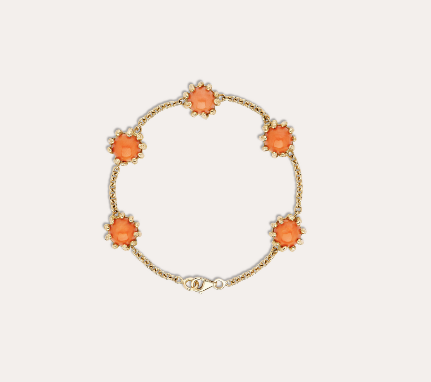 Bracelet Boules d'amour corail et or jaune recyclé 18k 750/1000.