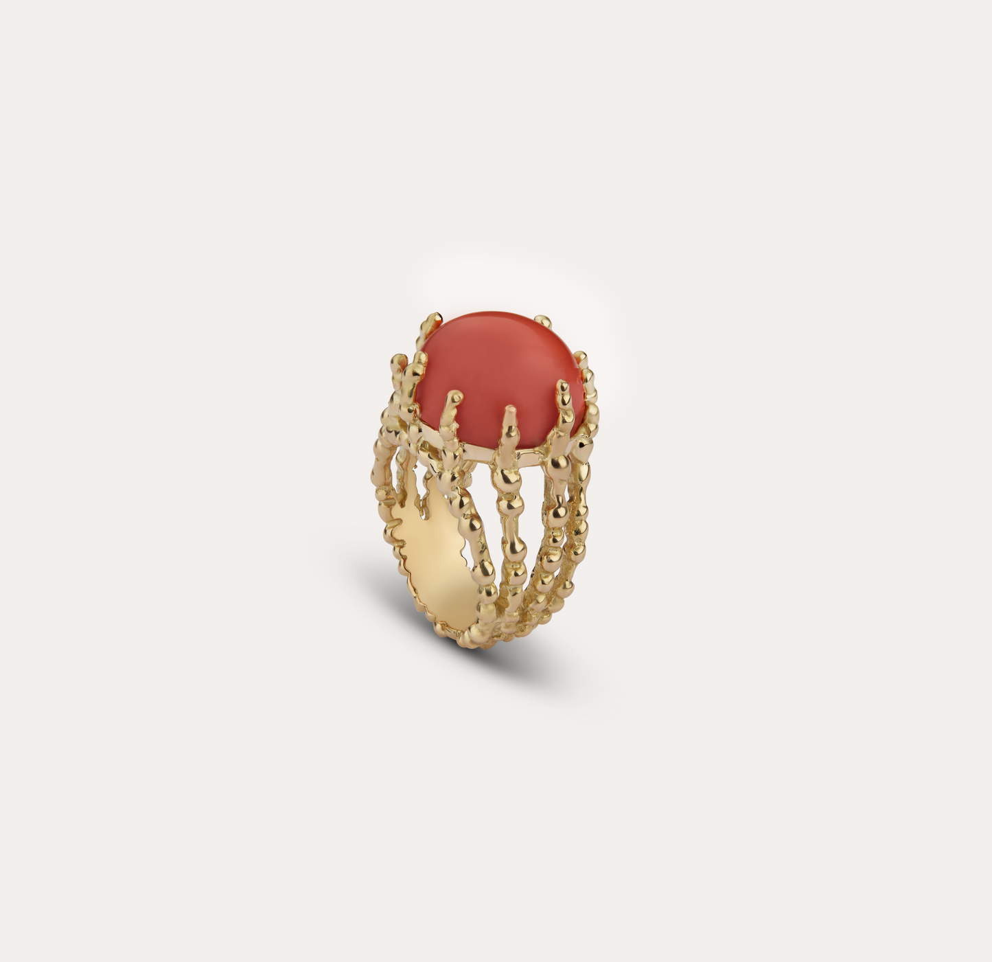 Bague Boules d'amour corail et or jaune recyclé 18k 750/1000