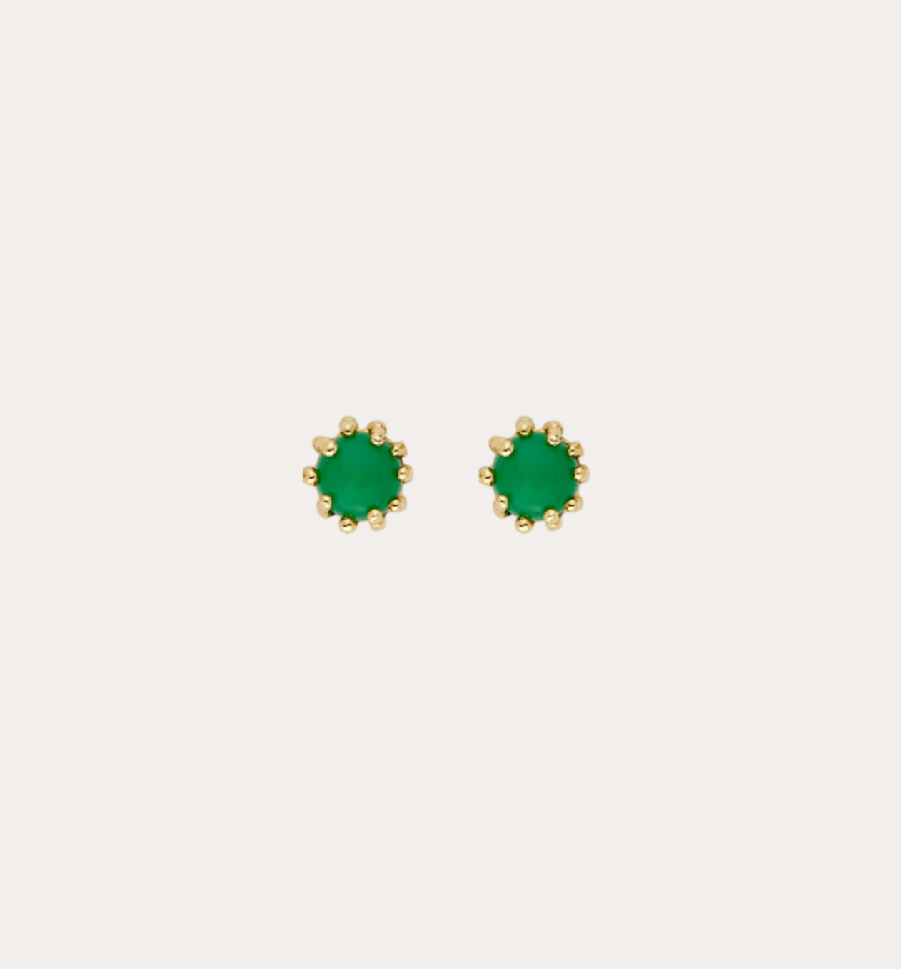 Boucles d'oreilles Boules d'amour chrysoprase et or jaune recyclé 18k 750/1000
