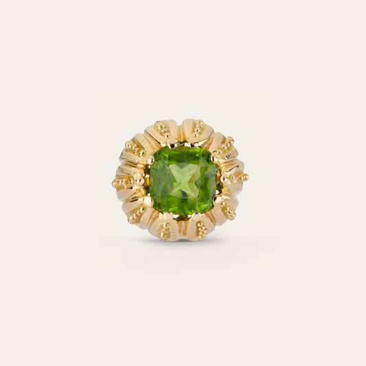 Bague Cabinet de curiosité péridot, diamants et or jaune 18K 750/1000