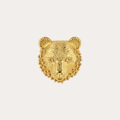 Bague Prodigieux bestiaire ours gaspard anneau poétique, diamants et or jaune 18k 750/1000
