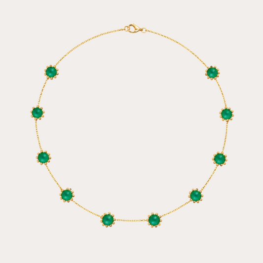 Collier Boules d'amour chrysoprase or jaune 18k 750/1000