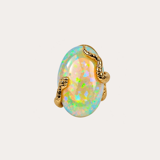 Bague Baranquilla serpent Cabinet de curiosité opale et or jaune 18k 750/1000