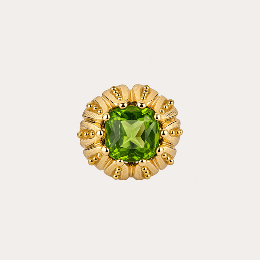 Bague Cabinet de curiosité péridot, diamants et or jaune 18K 750/1000