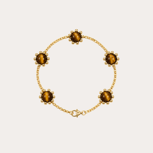 Bracelet Boules d'amour œil de tigre et or jaune 18k 750/1000.