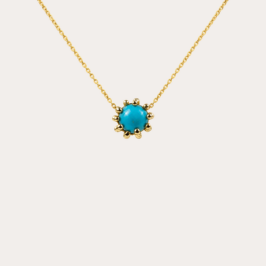 Collier Pendentif Boules d'amour turquoise et or jaune 18k 750/1000