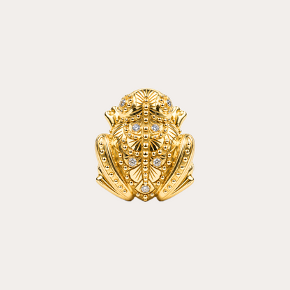 Bague Prodigieux bestiaire grenouille anneau perlé diamants et or jaune 18k 750/1000
