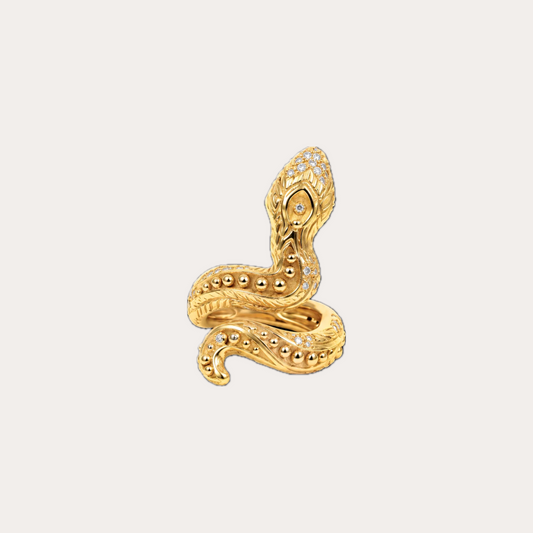 Bague Prodigieux bestiaire serpent magicien diamants et or jaune 18k 750/1000
