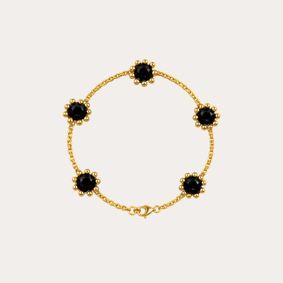 Bracelet Boules d'amour onyx et or jaune 18k 750/1000.