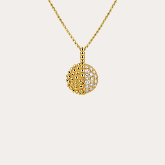Pendentif Ni oui ni non diamants de culture et or jaune 18k 750/1000