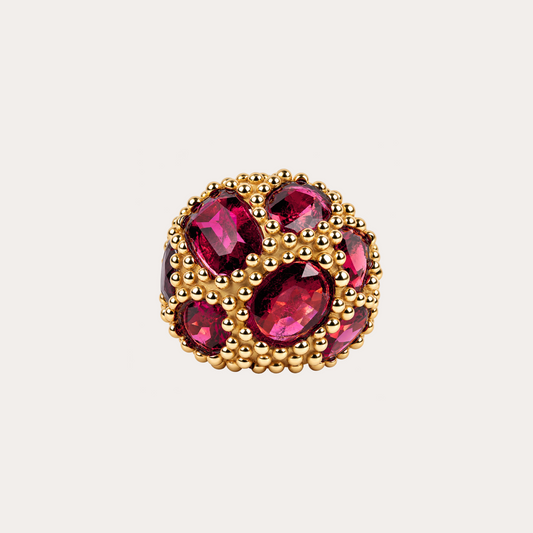 Bague Mélusine Poudre d'escampette tourmalines roses et or jaune 18k 750/1000