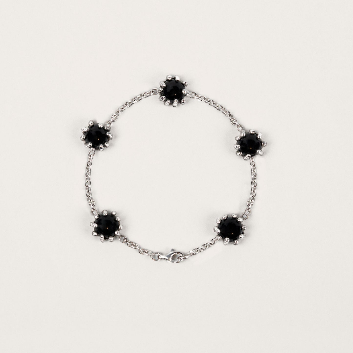 Bracelet Boules d'amour onyx et or blanc recyclé 18k 750/1000