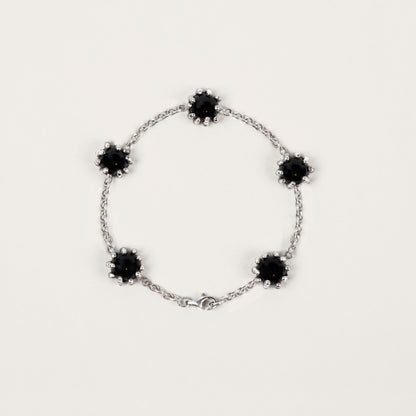 Bracelet Boules d'amour onyx et or blanc recyclé 18k 750/1000