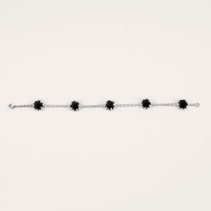 Bracelet Boules d'amour onyx et or blanc recyclé 18k 750/1000