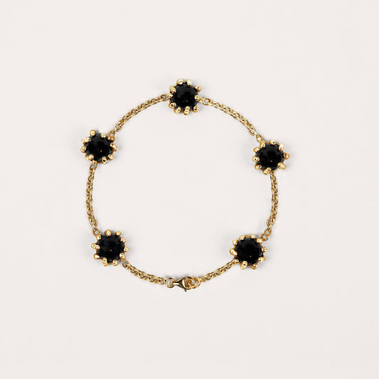 Bracelet Boules d'amour onyx et or jaune recyclé 18k 750/1000.