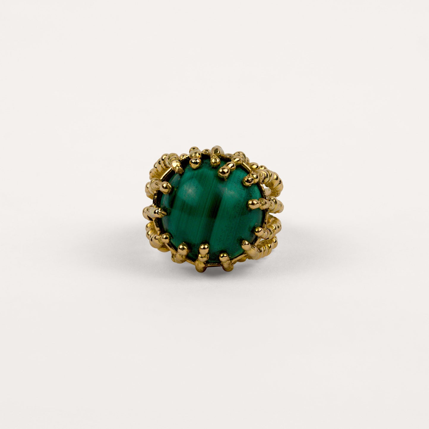 Bague Boules d'amour malachite et or jaune recyclé 18k 750/1000