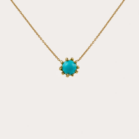 Collier Pendentif Boules d'amour turquoise et or jaune recyclé 18k 750/1000