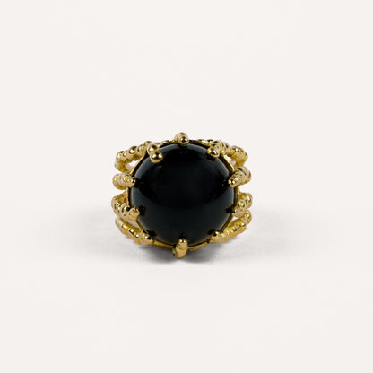 Bague maxi Boules d'amour onyx et or jaune recyclé 18k 750/1000