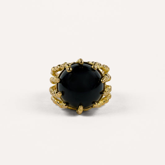 Bague Boules d'amour onyx et or jaune recyclé 18k 750/1000