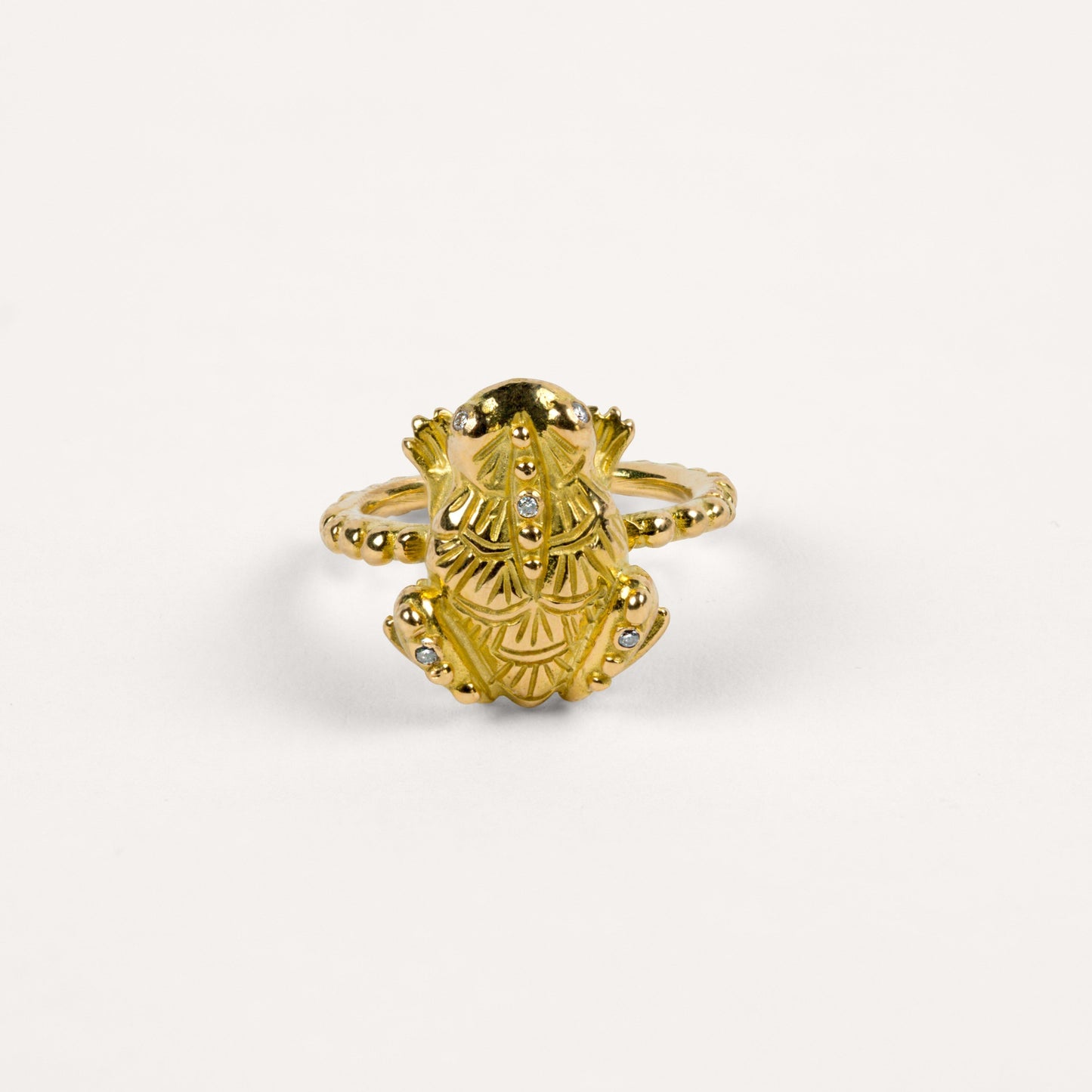 Bague Prodigieux bestiaire grenouille anneau perlé diamants et or jaune 18k 750/1000