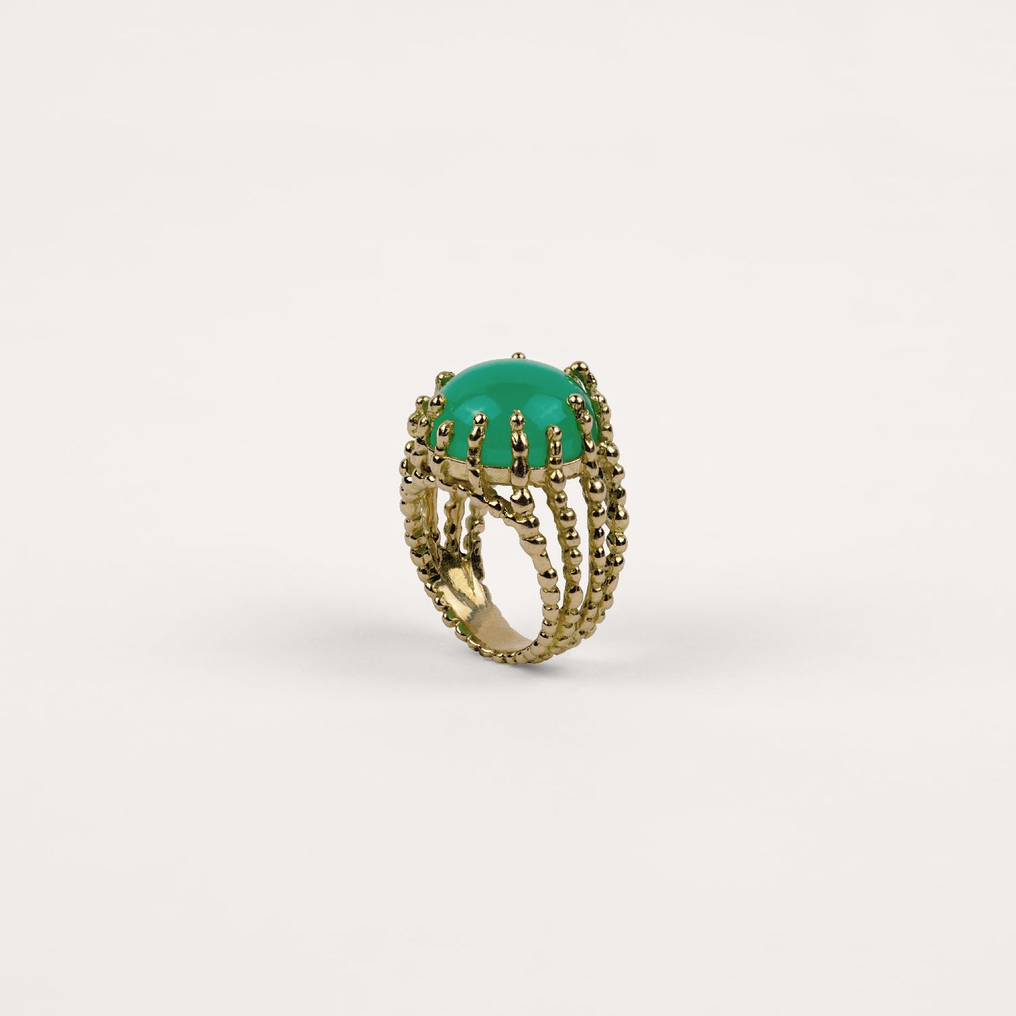 Bague Boules d'amour chrysoprase et or jaune recyclé 18k 750/1000